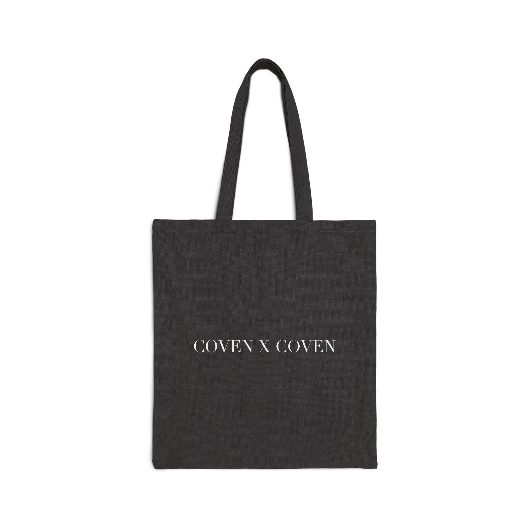 Coven x Coven tote bag – black canvas tote with Coven x Coven logo, gothic streetwear accessory