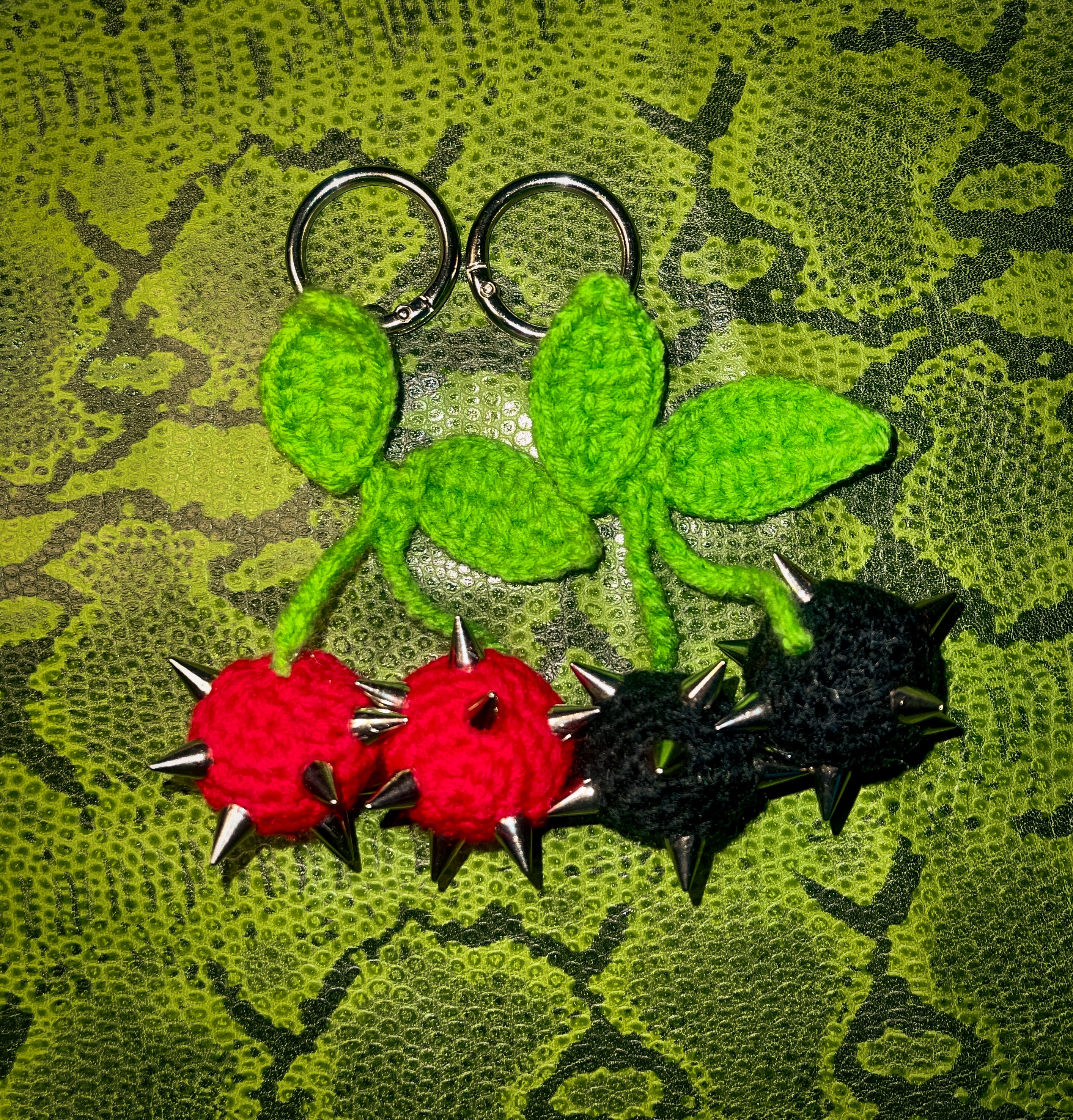Crochet Cuties - Cherry Bomb & Black Berry Bomb Bag Charm