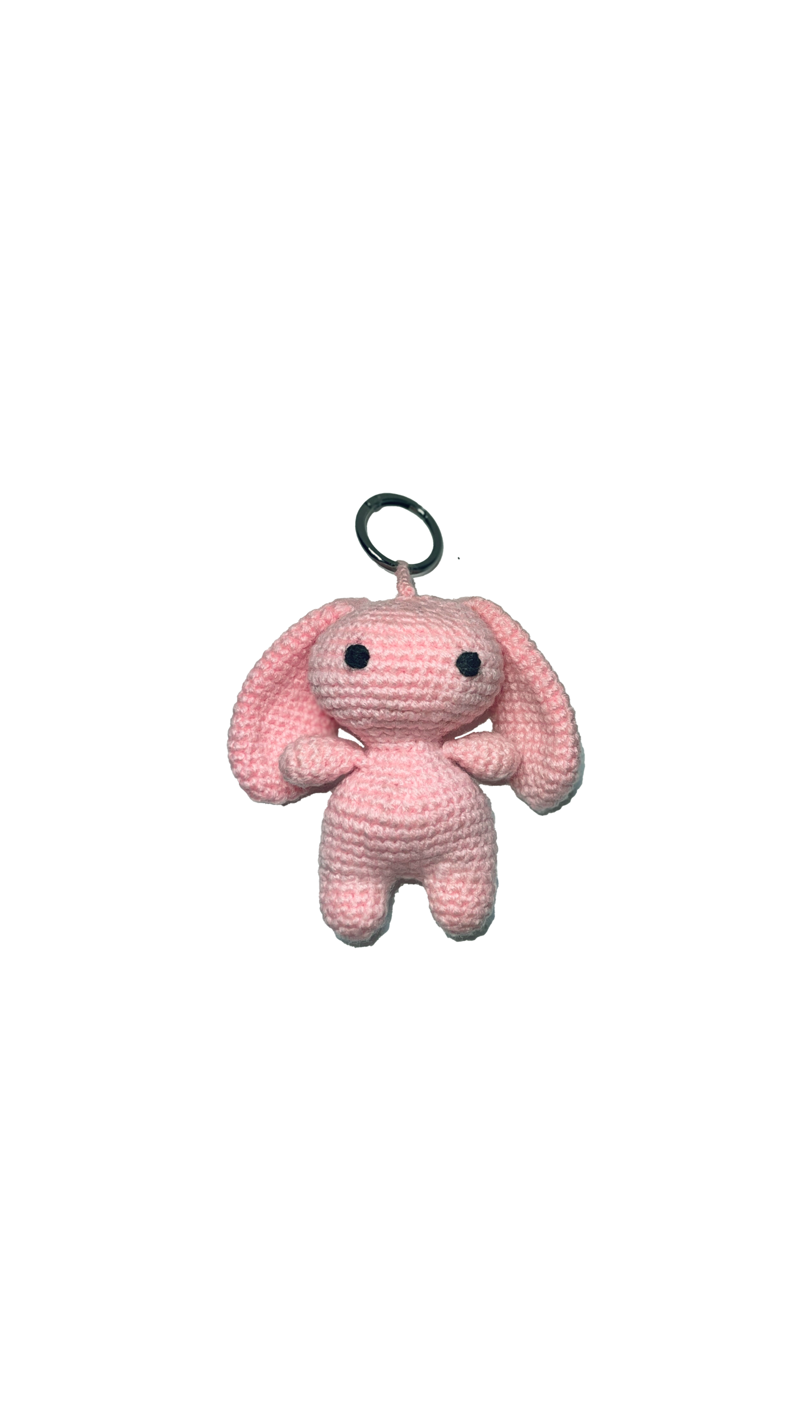 Coven x Coven Blush Bunny bag charm – crocheted pink bunny keychain with pastel kawaii vibe, alternative accessory